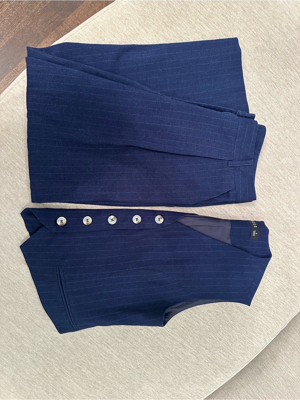 Lioness Navy Pinstripe Suit Vest and Trouser Set